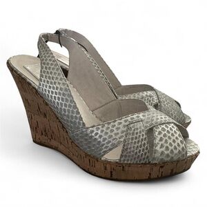 Dolce Vita Silver Snakeskin Wedges